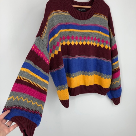 Lane Bryant Womens Sweater Size 22/24 Multicolor Mixed Knit Fair Isle Relaxed - Picture 5 of 14